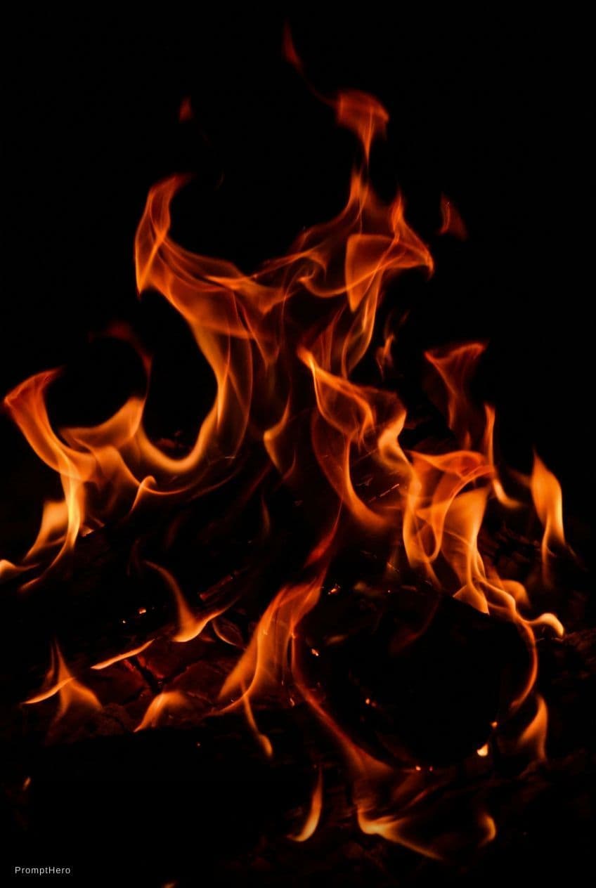 AI generated: Fire texture on a black background