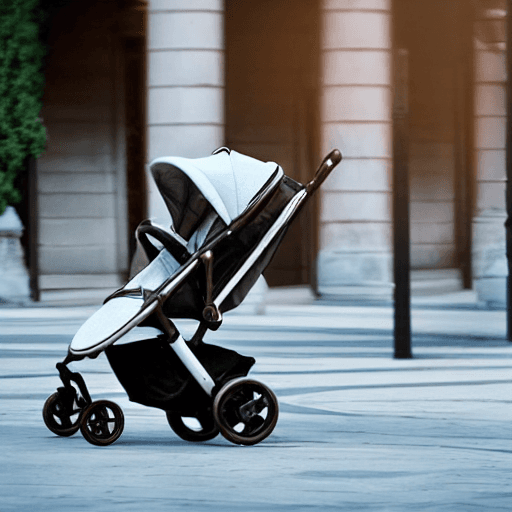 AI generated: baby stroller, high-tech, 3 wheels, product shot,finely detailed, intricate design cinematic lightin...