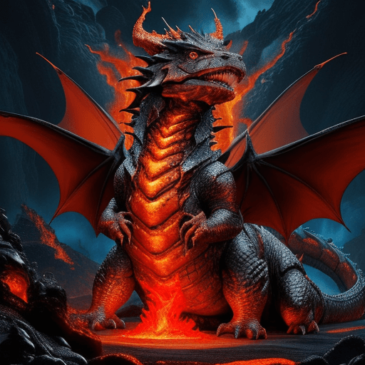 AI generated: Create a hyper-maximalist, cinematic painting with a volcanic lava theme. The scene features a formi...