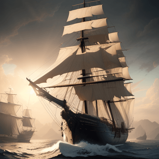 AI generated: Photo of a ultra realistic sailing ship, dramatic light, pale sunrise, cinematic lighting, battered,...
