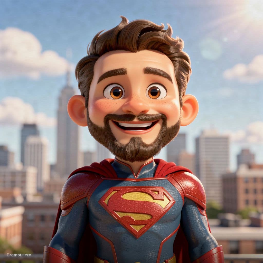 AI generated: cartoon 3D sunny bright Pixar-style image, super hero --chaos 75 --ar 4:5 --raw --stylize 750