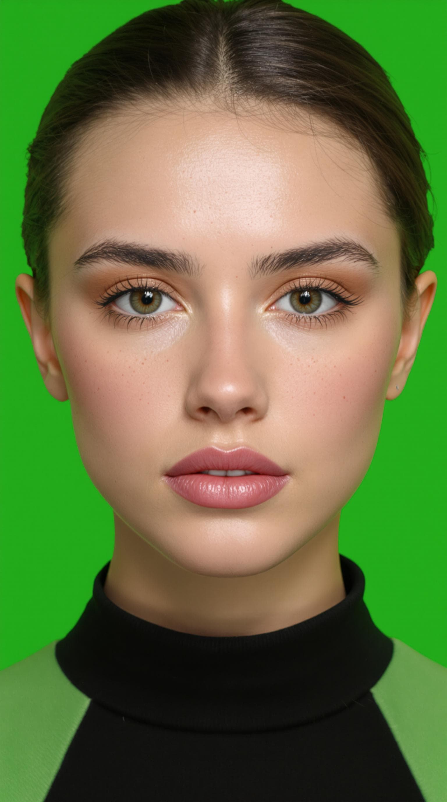 AI generated: A hyper-realistic front-facing portrait of Belinda, a famous Mexican singer, representing her at 18 ...