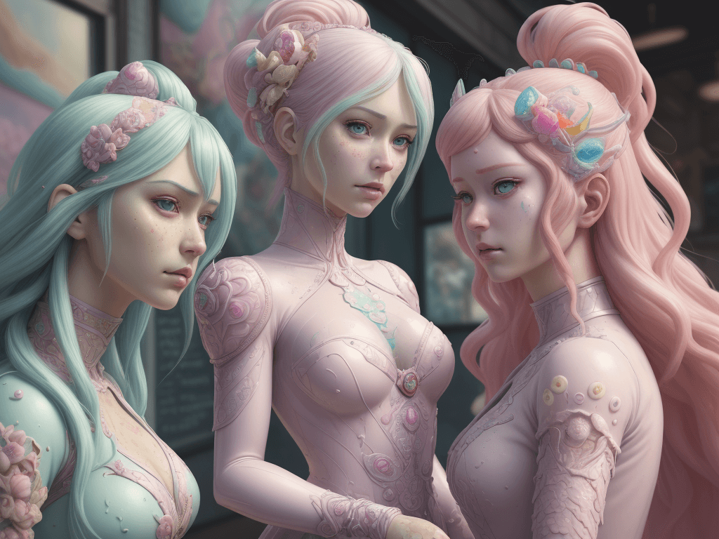 AI generated: two human like ice cream fairys, intricate, realistic face, detailed portrait, detailed face, beauti...