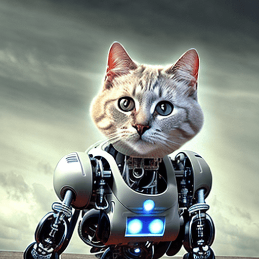 AI generated: (Robotic cat takeover:1.3), (enslaving humanity:1.2), (ominous and dystopian:1.1), Sci-Fi, --HD 8K  ...