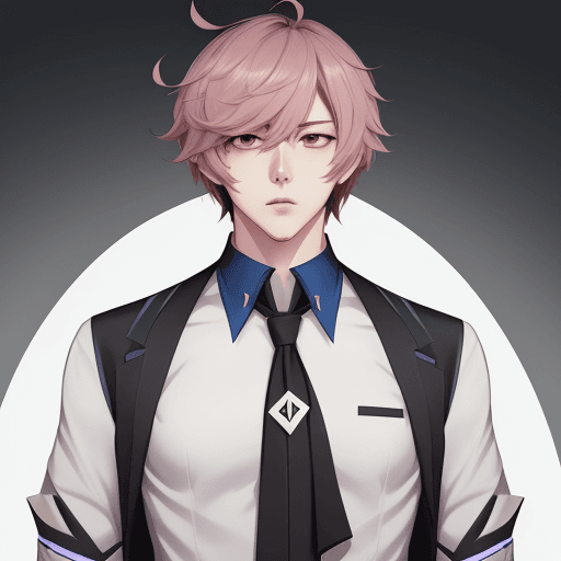 AI generated: kevin\(honkai impact)\, male focus, 1man,tall, serious face, solo, ahoge, shirt, bangs