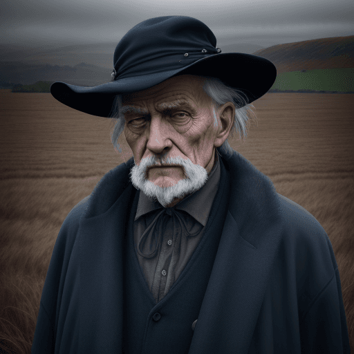 AI generated: the wise old man in the field is dressed for the camera, in the style of daria endresen, kris knight...