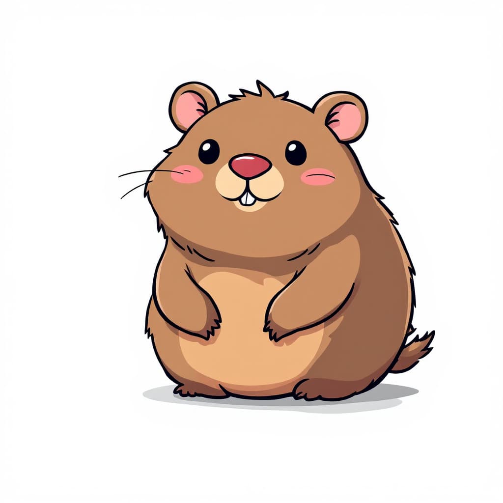AI generated: Create a playful cartoon character that combines features of a Wombat. The character should have a r...