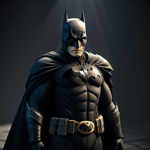 AI generated: a picture of the batman in his armor, in the style of elaborate gilding, rendered in cinema4d, angur...