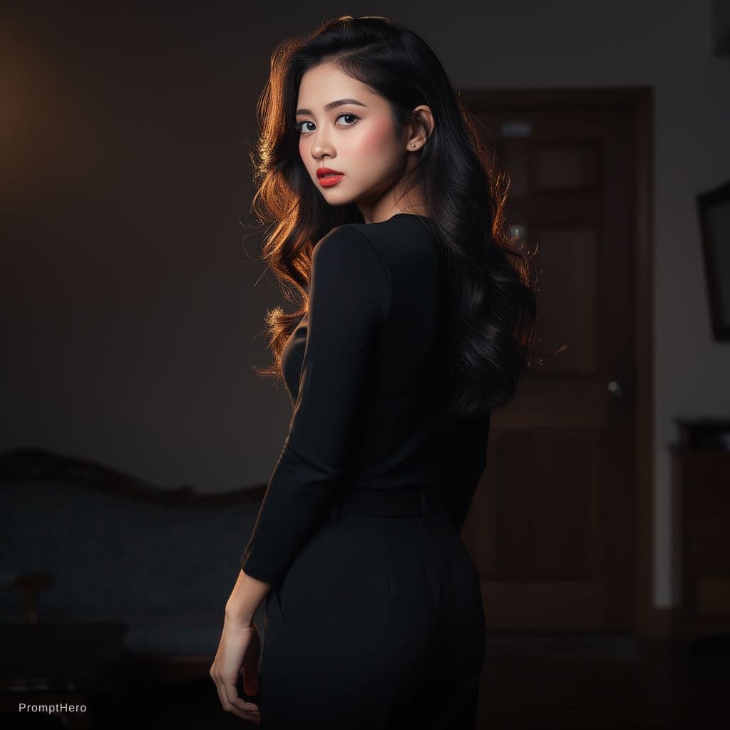 AI generated: A highly detailed, photorealistic, cinematic medium-full shot of a beautiful young Southeast Asian w...