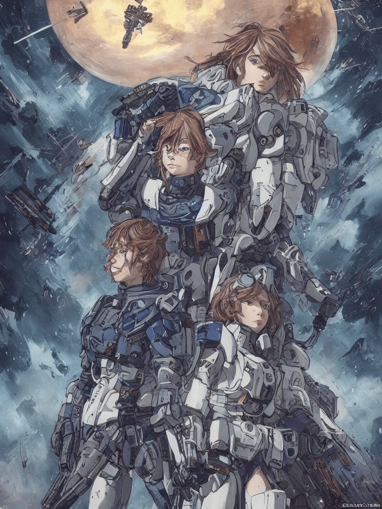 AI generated: <lora:Valerian&Laureline-comic-style:0.6>| girl wearing gundam armor| battle damaged armor| its a da...
