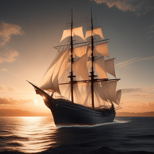 AI generated: Photo of a ultra realistic sailing ship, dramatic light, pale sunrise, cinematic li