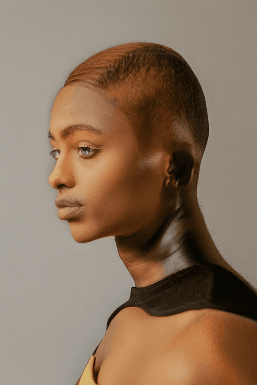 AI generated: a commercial photographic portrait of young black instagram model, attractive busts, sparklecore, ap...