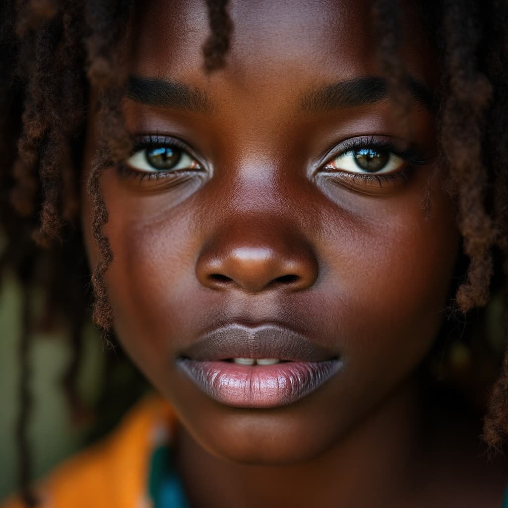 AI generated: african
 cameroonian girl hairynosetrils close up
