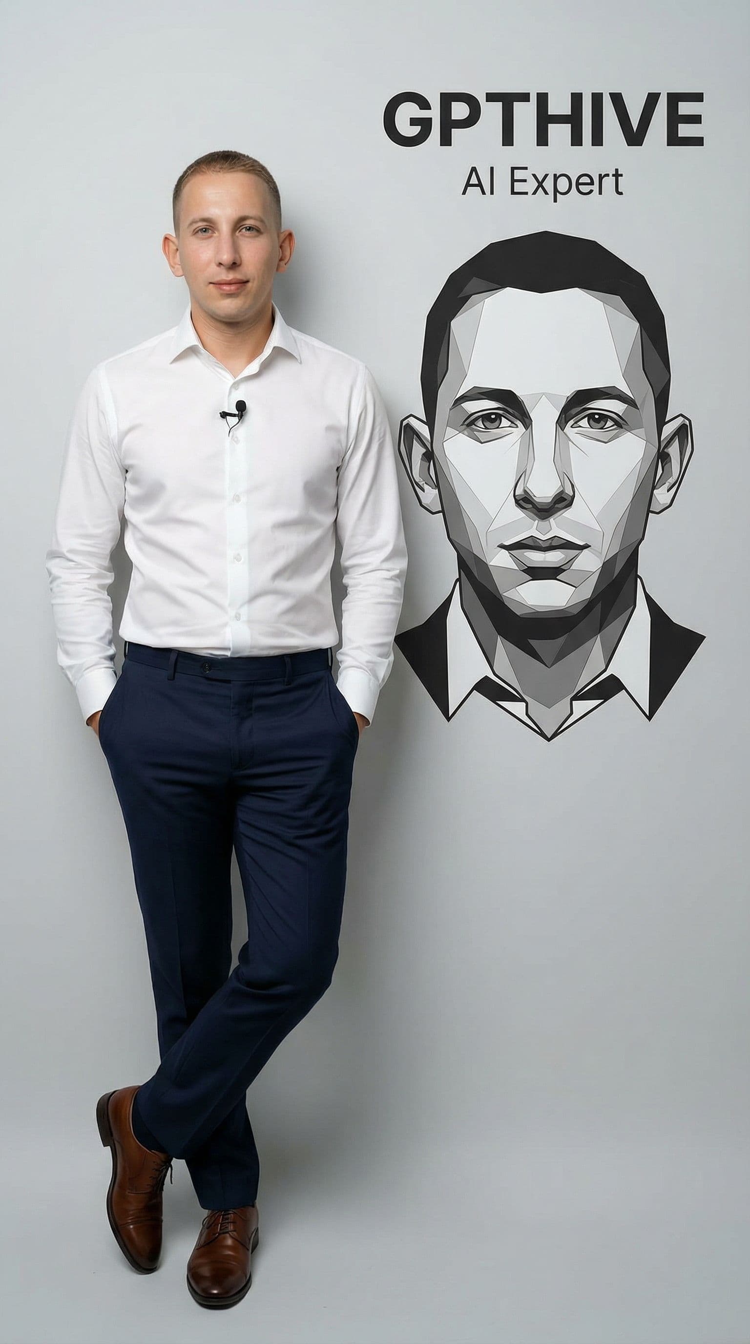 AI generated: “Ultra-realistic 8K full body portrait of [that person in the photo], wearing a clean and pressed wh...