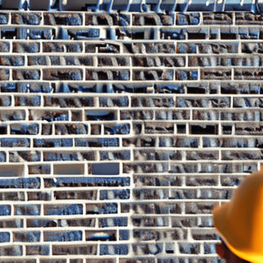 AI generated: Ultra-realistic photograph of a contemporary worker in Spain, building a brick wall on a modern cons...