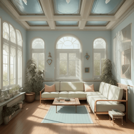 AI generated: High resolution photography interior design, dreamy sunken living room conversation pit, wooden floo...