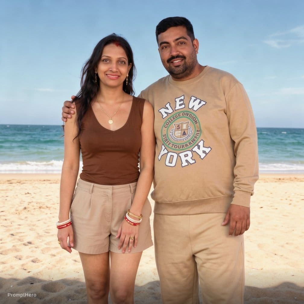 AI generated: 100 persant same man with 100 persant same woman woman wearing a tight brown bra with black panty se...