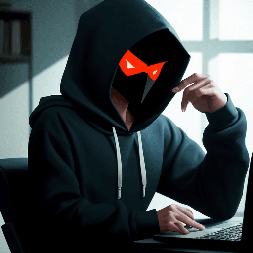 AI generated: Create character with hoodie , sitting on chair at desk in a dimly lit room, looking at pc screen, s...
