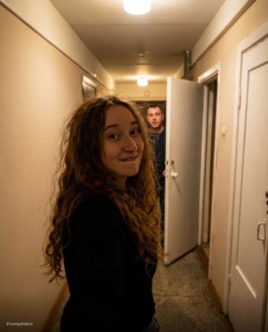 AI generated: Candid very poor quality amateur POV selfie, taken by the girl herself on a smartphone, vertical 4:5...