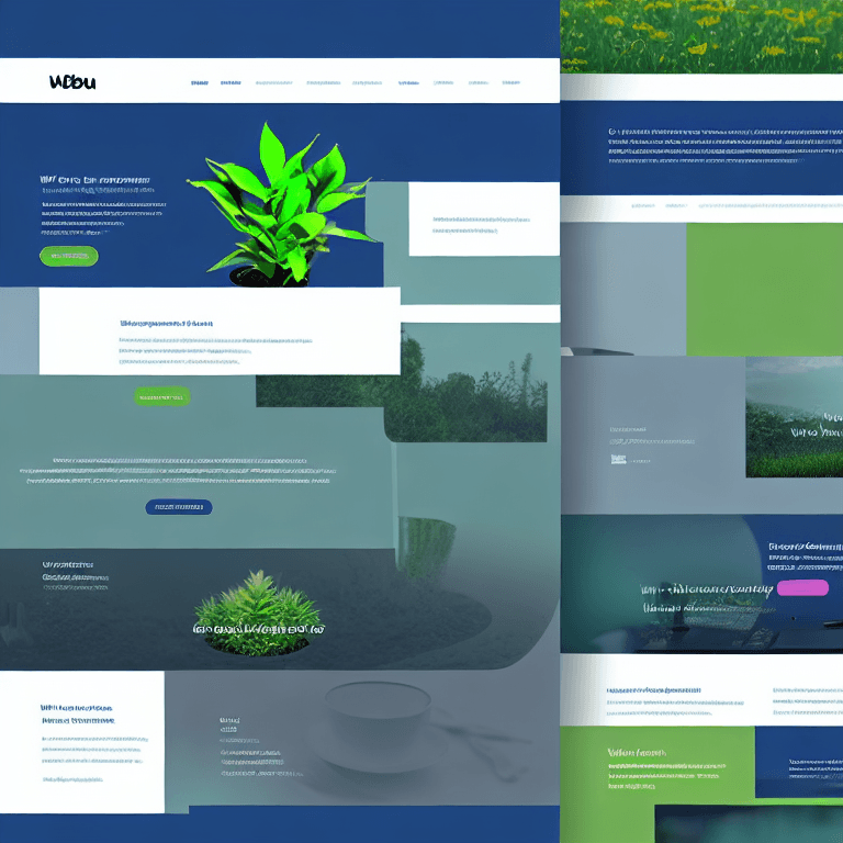 AI generated: WEBUI design of a landing page for a plant website, UI, UX, Sleek design, Modern, Very detailed, Com...