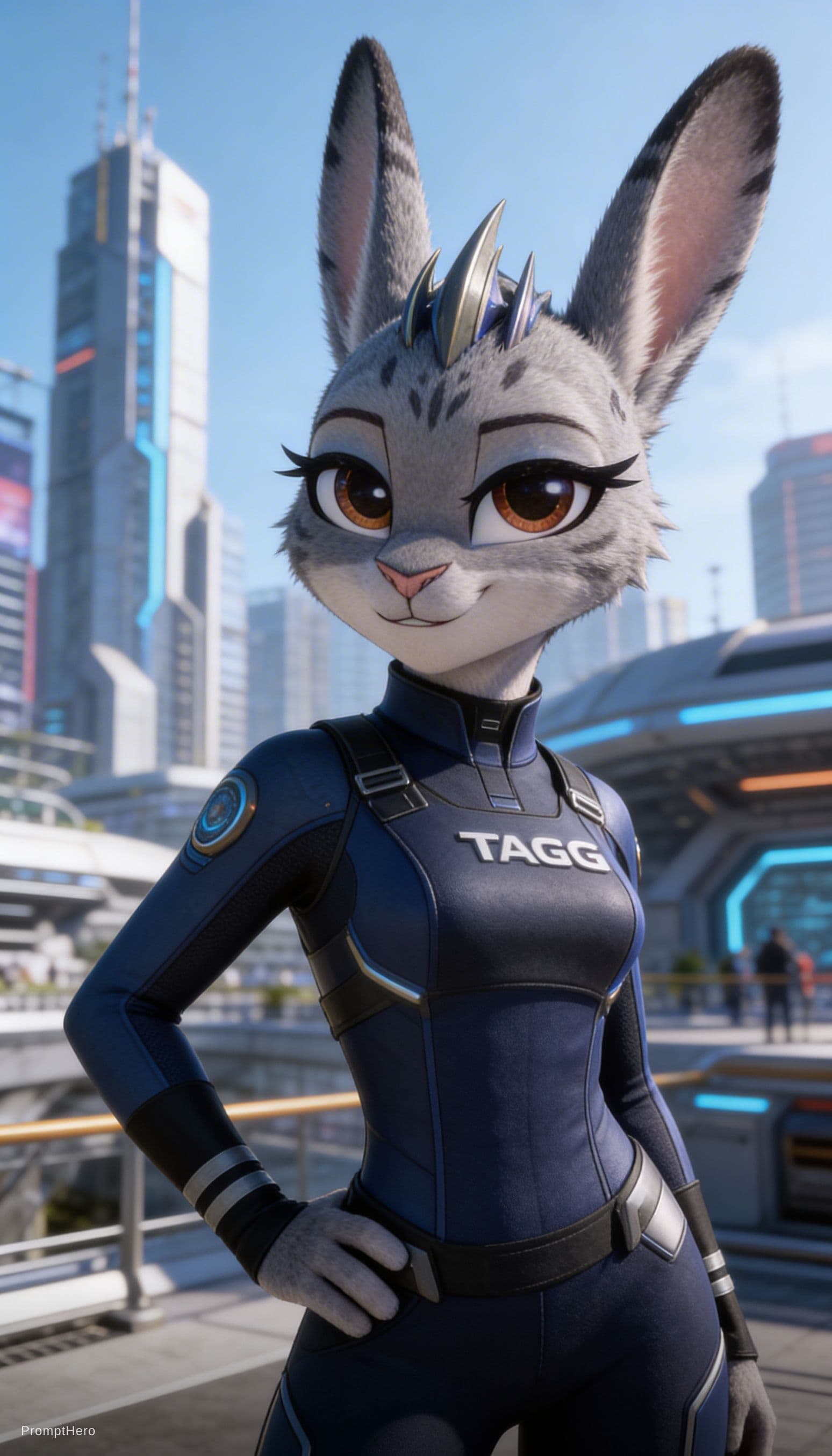 AI generated: Be inspired and create from reference. Officer Judy Hopps is a TAGG, powerful, loving. From animal t...