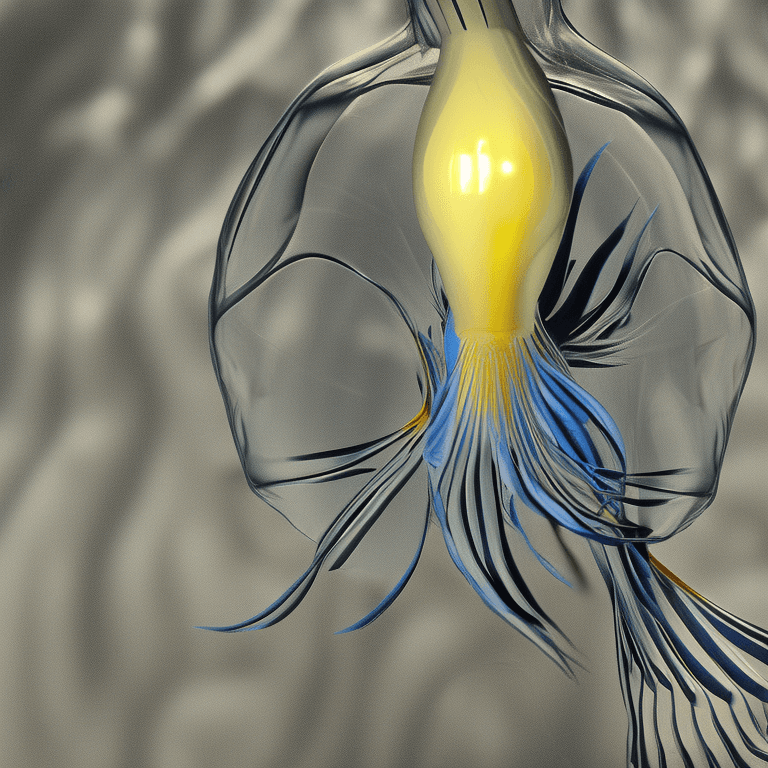 AI generated: (4k 4d rfktrstyle A delicate light bulb has Blue and Yellow Crown Tail Siamese fighting fish swimmin...