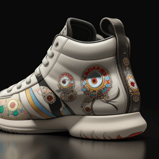AI generated: sneakers designed by Takashi Murakami, high detail, intricate detail texture, 3d render, unreal engi...