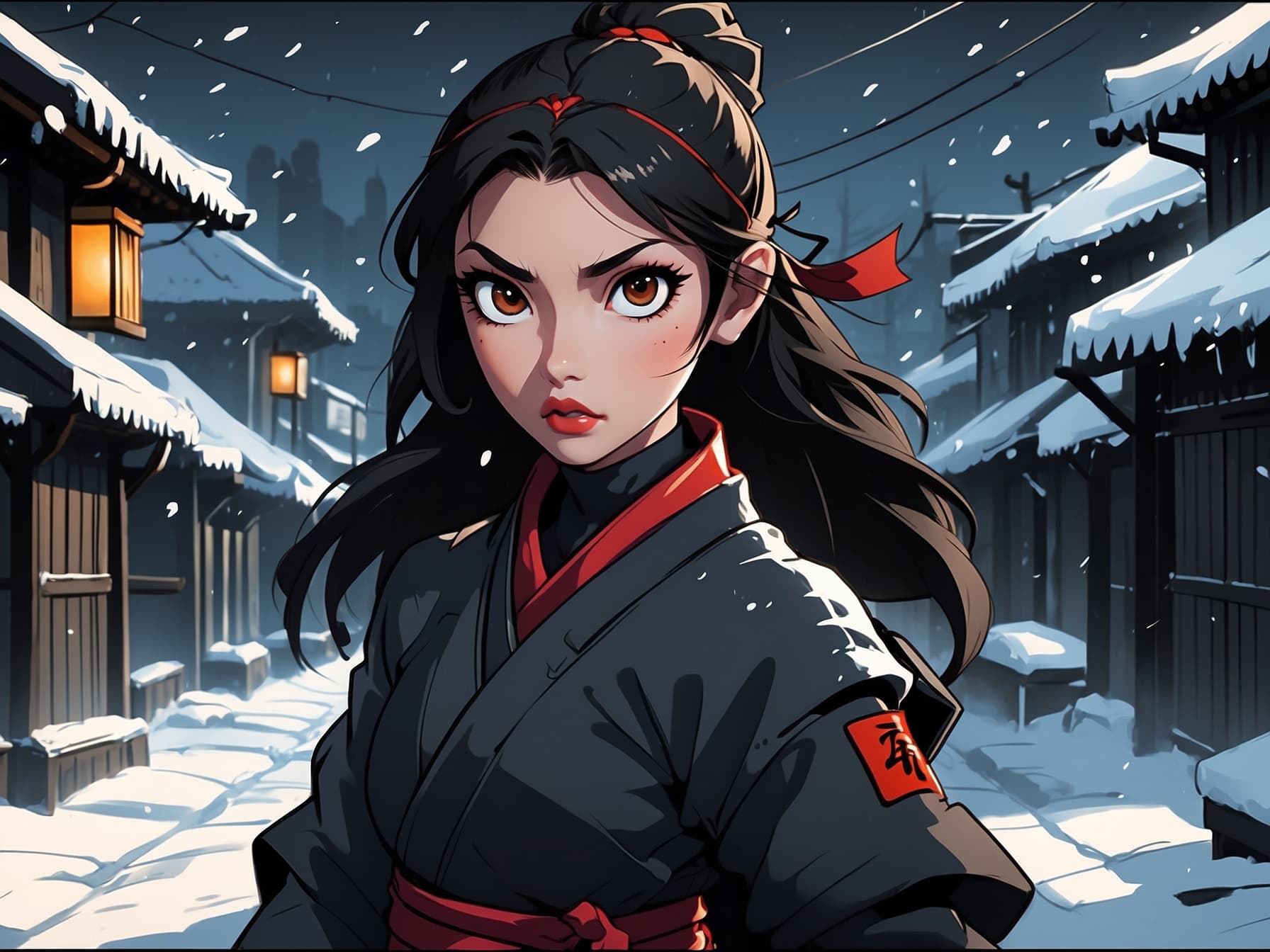 AI generated: a young warrior in a kimono holding a sword, concept art by Pu Hua, winner of the Artstation contest...