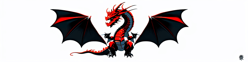 AI generated: Minimalistic dragon on a bright white background. The colors of the dragon should combine black and ...