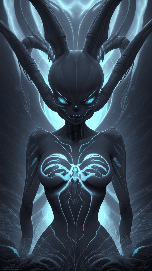 AI generated: An electrifying x-ray-inspired digital illustration showcases the enigmatic "Xenomorph" in a mesmeri...