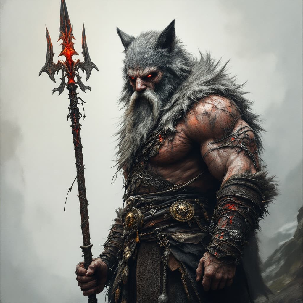 AI generated: detailed full body concept art illustration, dark soft focus, plague style oil painting on canvas of...