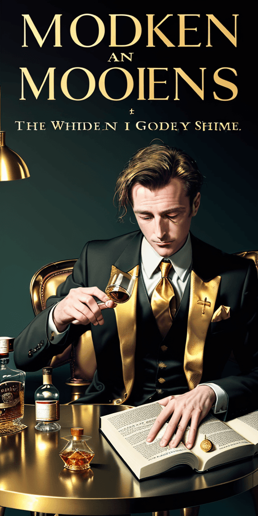 AI generated: book cover with the words Drugs Make Money Sometimes and a golden table in the foreground and a man ...