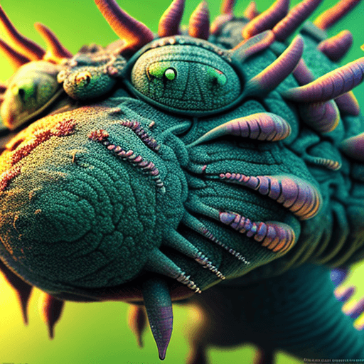 AI generated: Photorealistic, extreme macro, focus stacking. Nikon’s small world. microscopic Kaiju, extremely det...