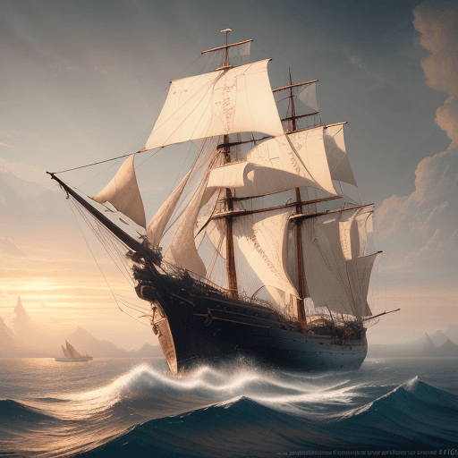 AI generated: Photo of a ultra realistic sailing ship, dramatic light, pale sunrise, cinematic lighting, battered,...