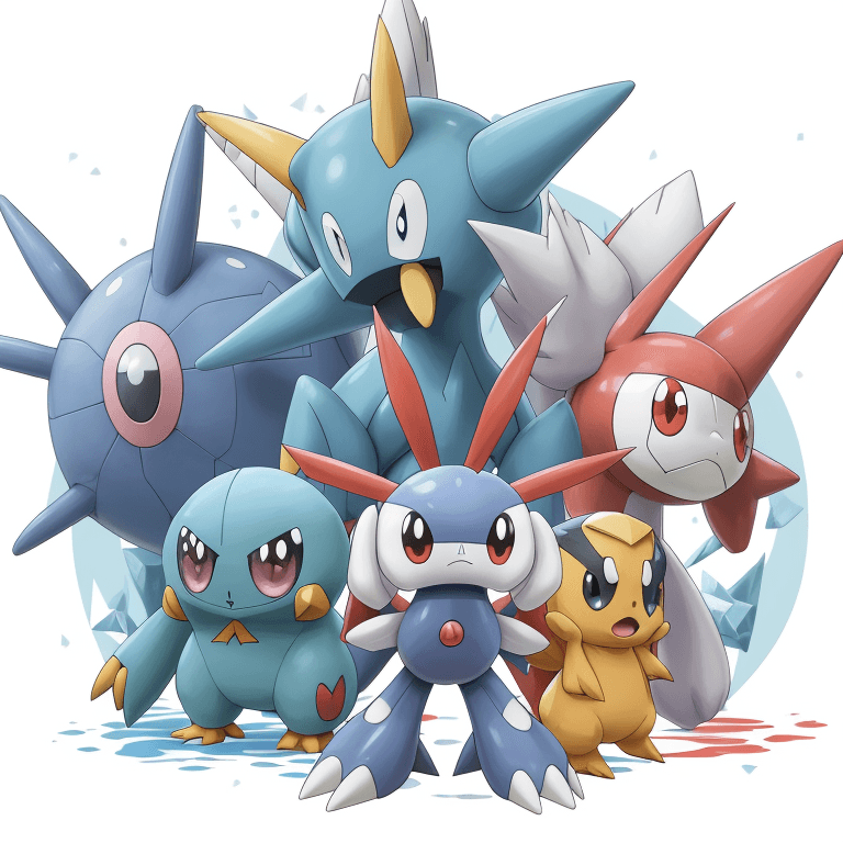 AI generated: sugimori ken \(style\), pokemon \(creature\), porygon, porygon2, metagross, rotom, rotom-h, simple b...