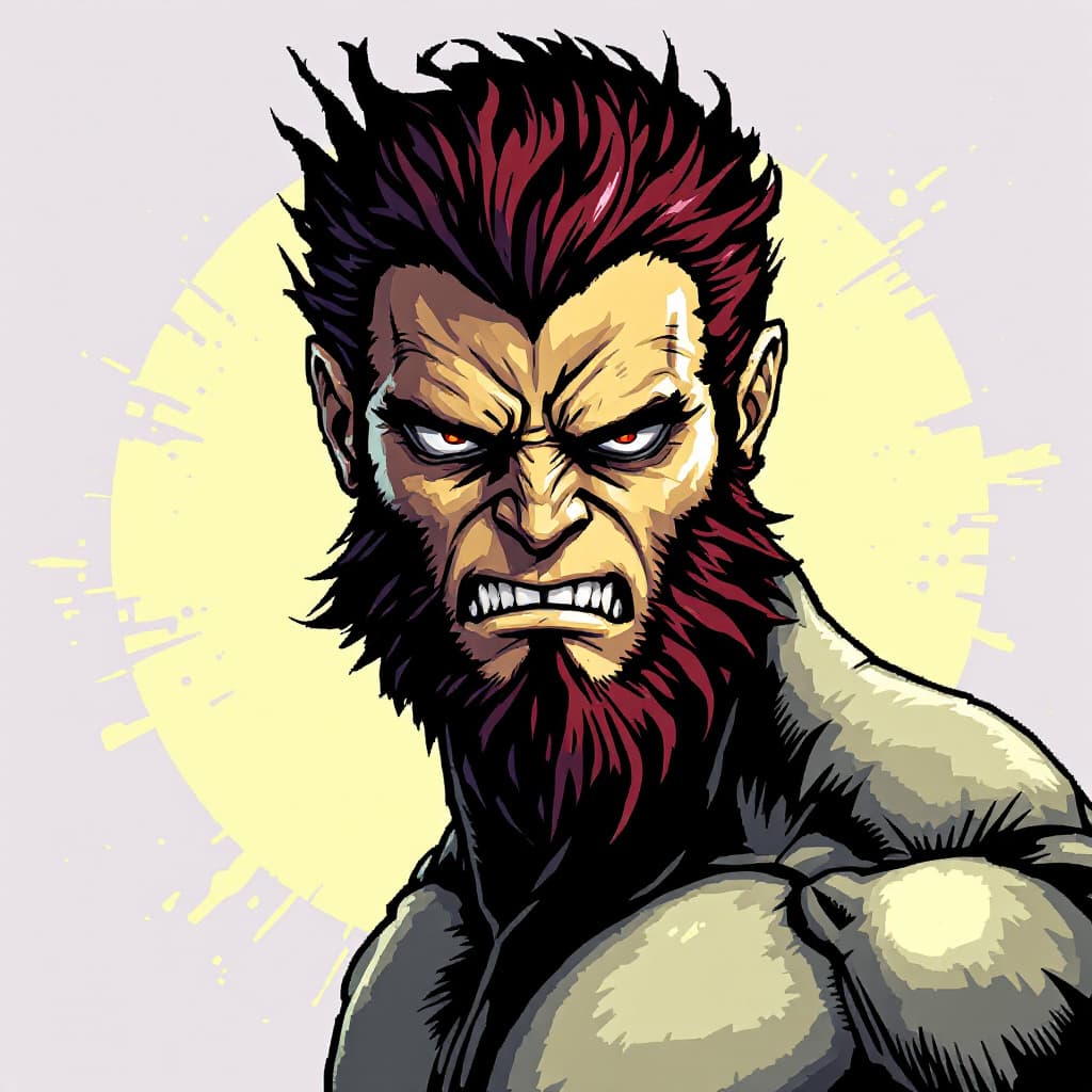 AI generated: beast from the x-men portrait, pixel style