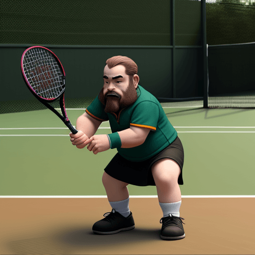 AI generated: dwarf playing tennis realistic