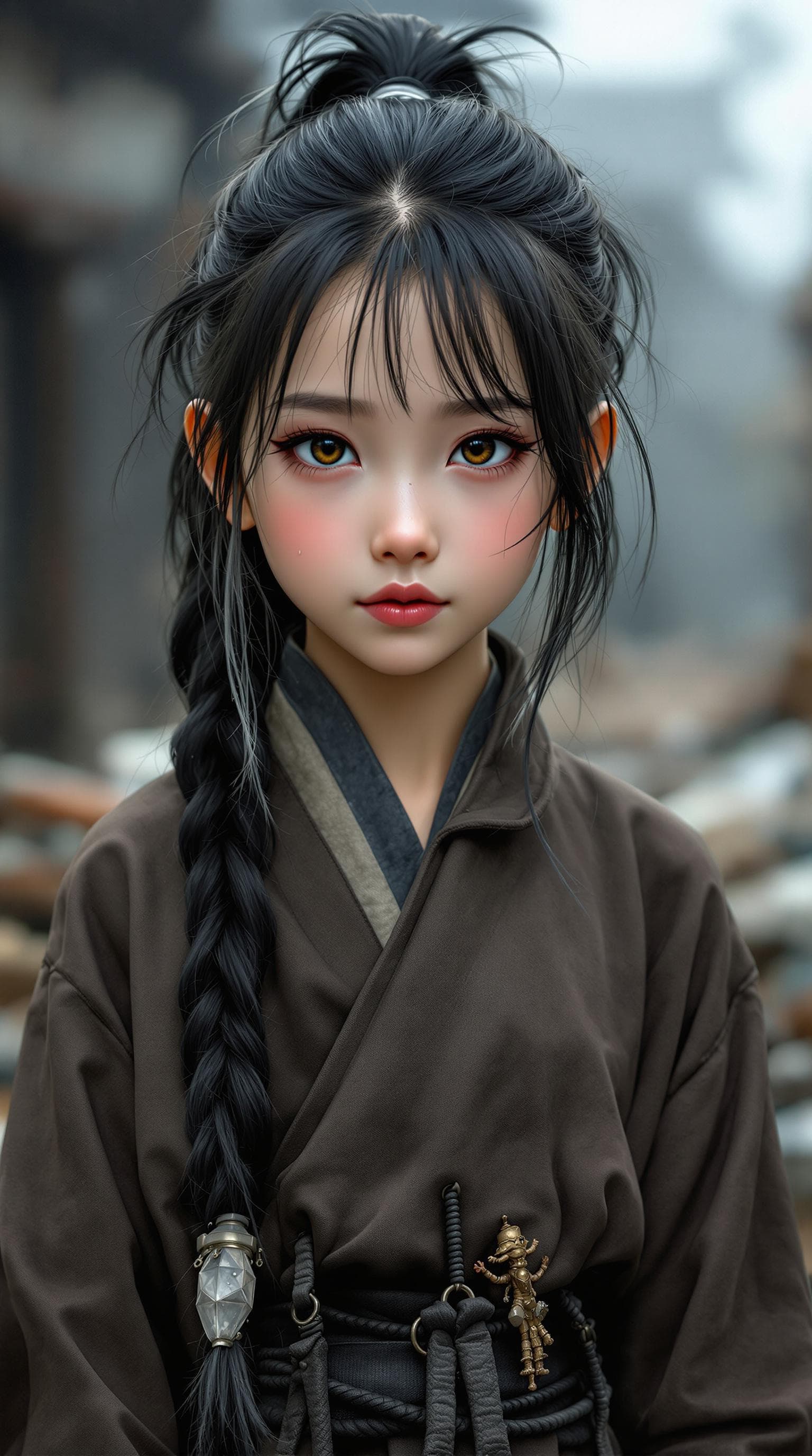 AI generated: a professional photo of a exceptionally of the most beautiful (Chinese peasant girl) girl in China, ...