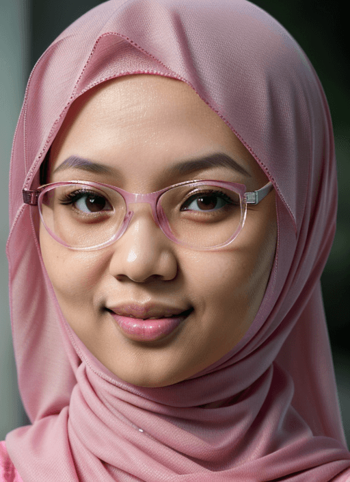 AI generated: asian, Indonesian woman, javanesse girl, muslim women wearing pink color hijab, half body, full body...