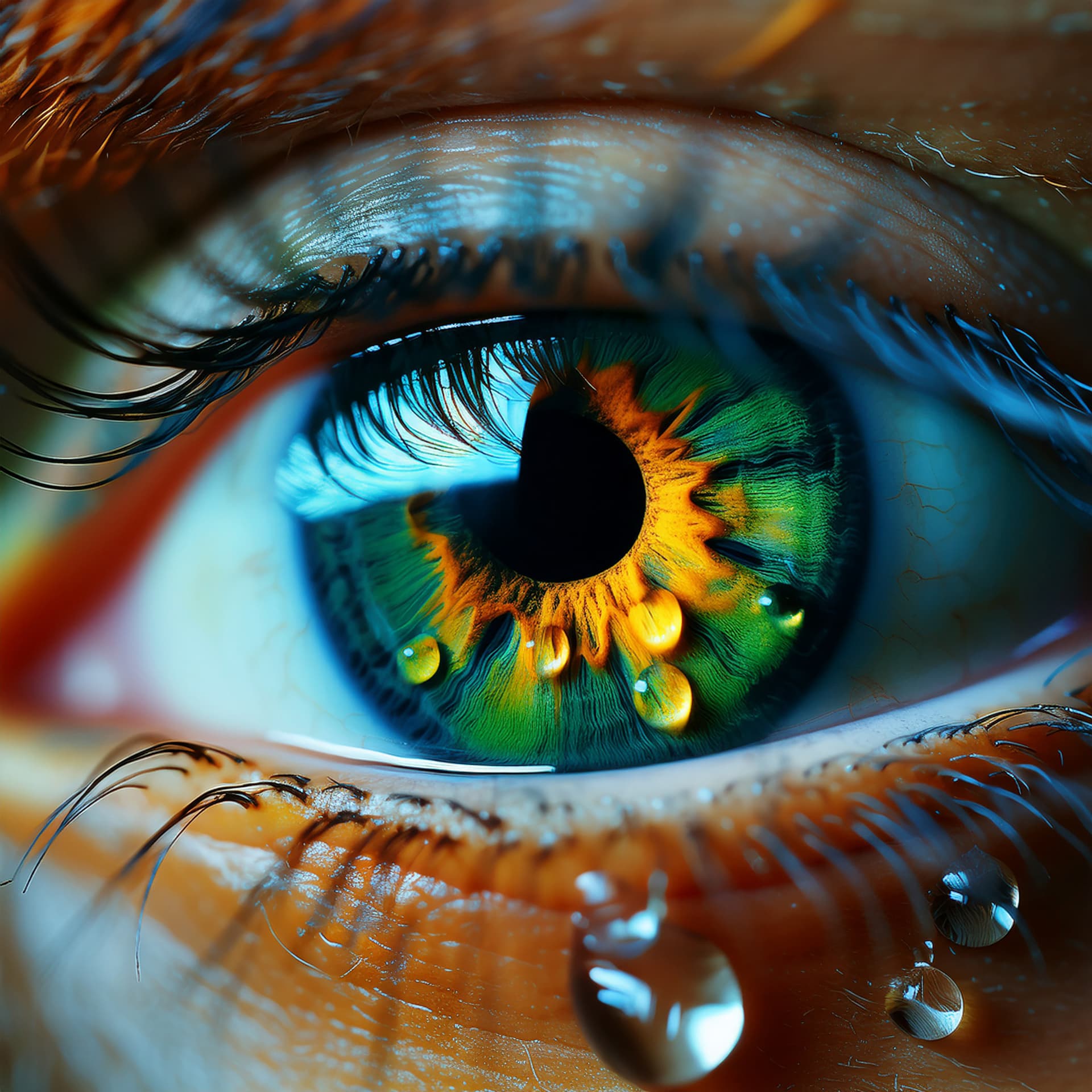 AI generated: an eye caught in water drop