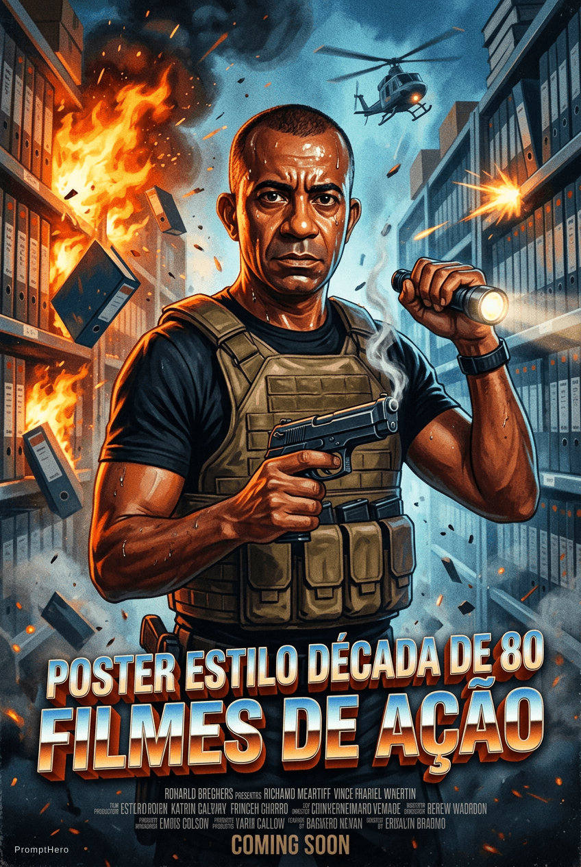 AI generated: Poster estilo década de 80 filmes de ação 