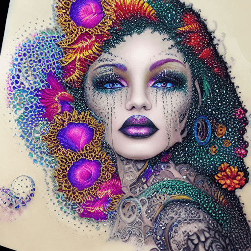 AI generated:  14k  masterpiece, liquid ink unfreezing into a whirlwind merging with a gorgeous black woman, rando...