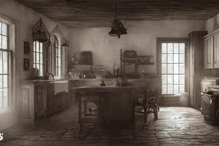 AI generated: 1 800's kitchen l : : close shot : : 3 5 mm, realism, octane render, 8 k, exploration, cinematic, tr...
