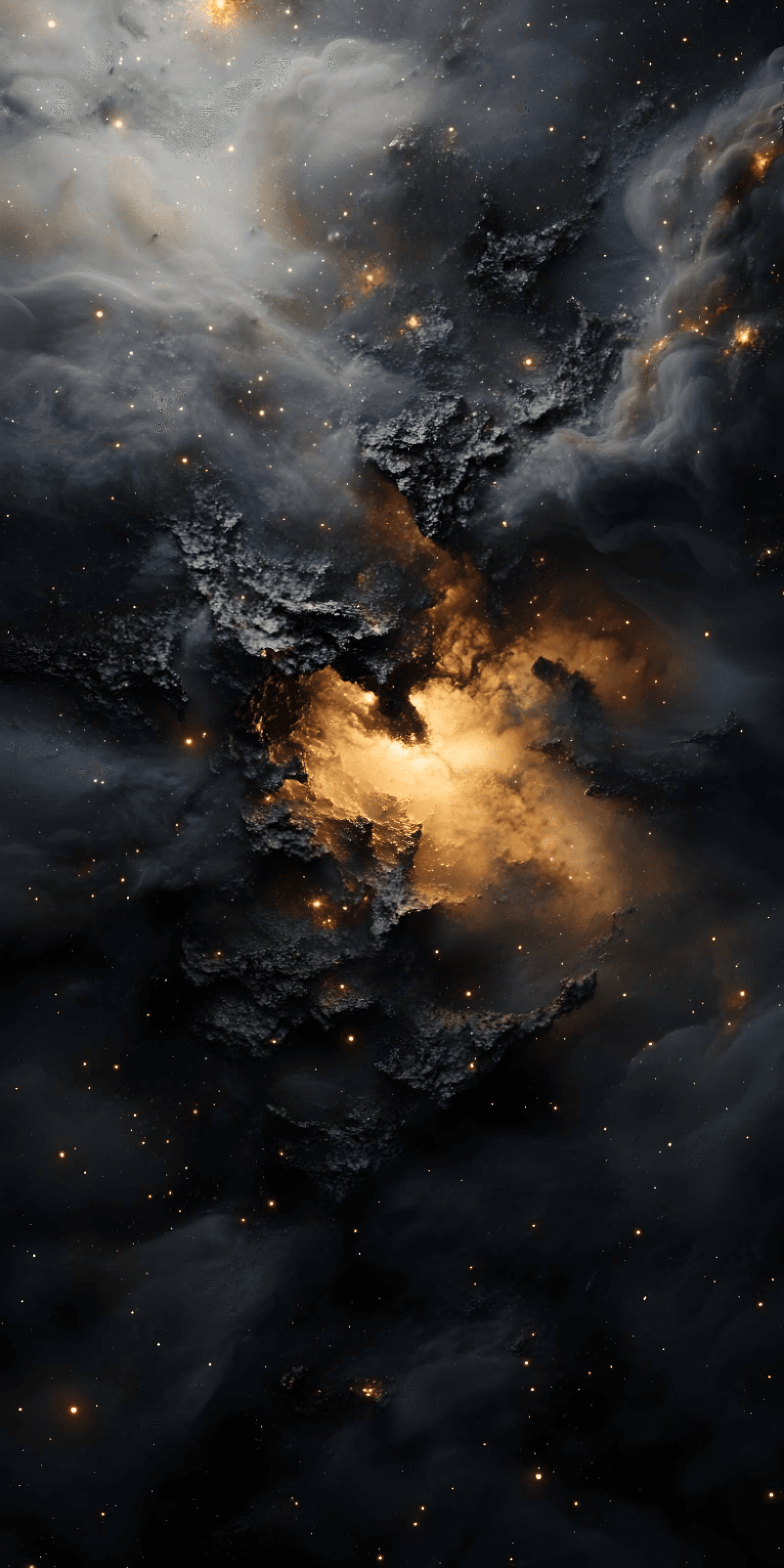 AI generated: Black Space Art Against a Diamond Canvas and Glowing Stars, Surrealistic Fantasy Look --ar 1:2 --sty...