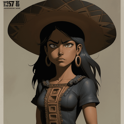 AI generated:  a cartoon mexican girl with a sombrero, in the style of mike deodato, craig davison, greg rucka, gr...