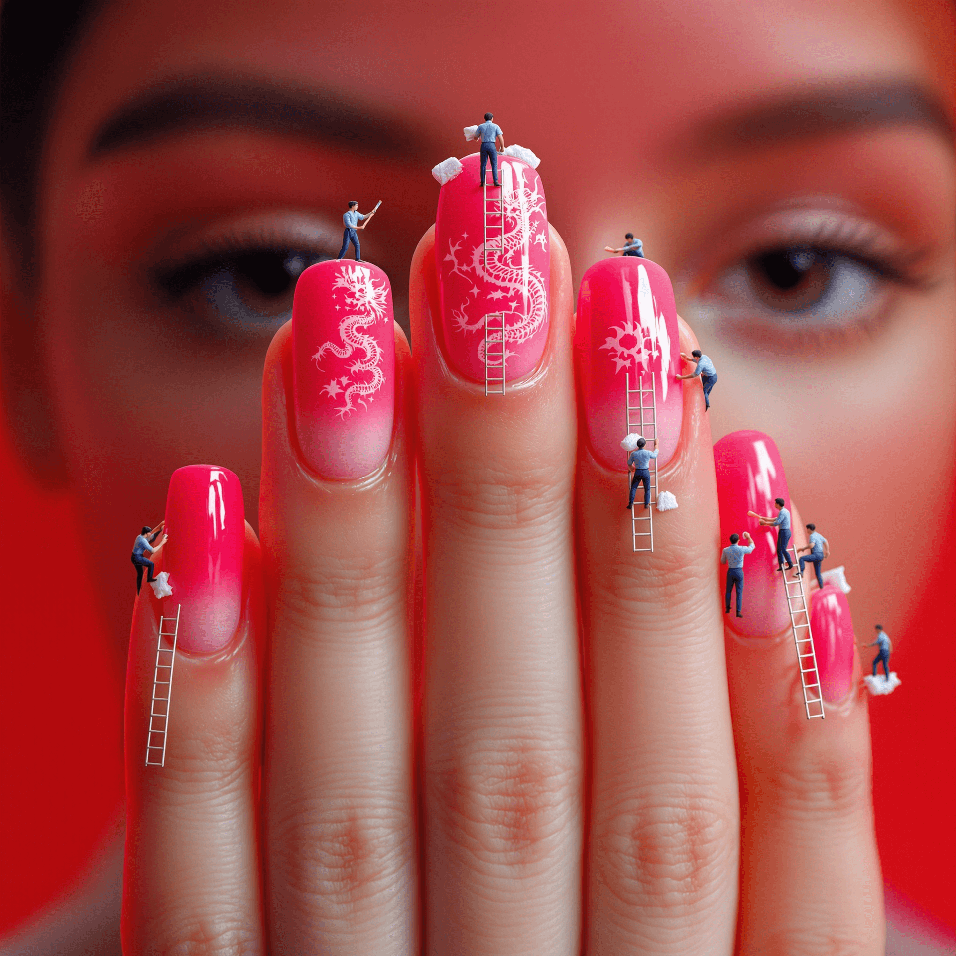 AI generated: A hyper-realistic close-up of a young woman's fingers. The focus is on her bright, beautiful five fi...