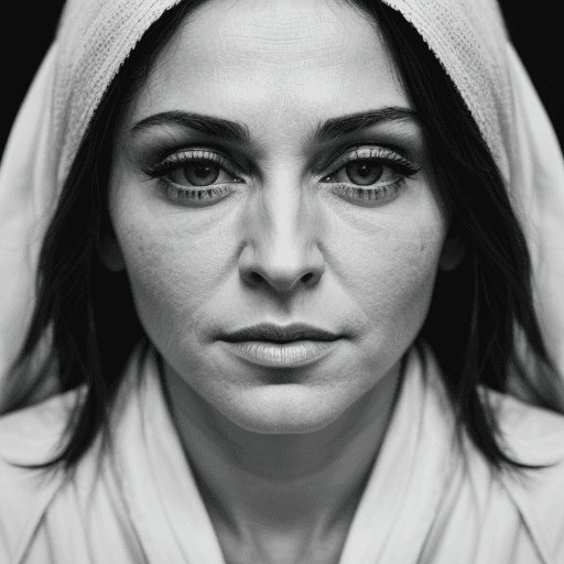 AI generated: raw photo, detailed and realistic high contrasted black and white (close-up professional portrait:1....