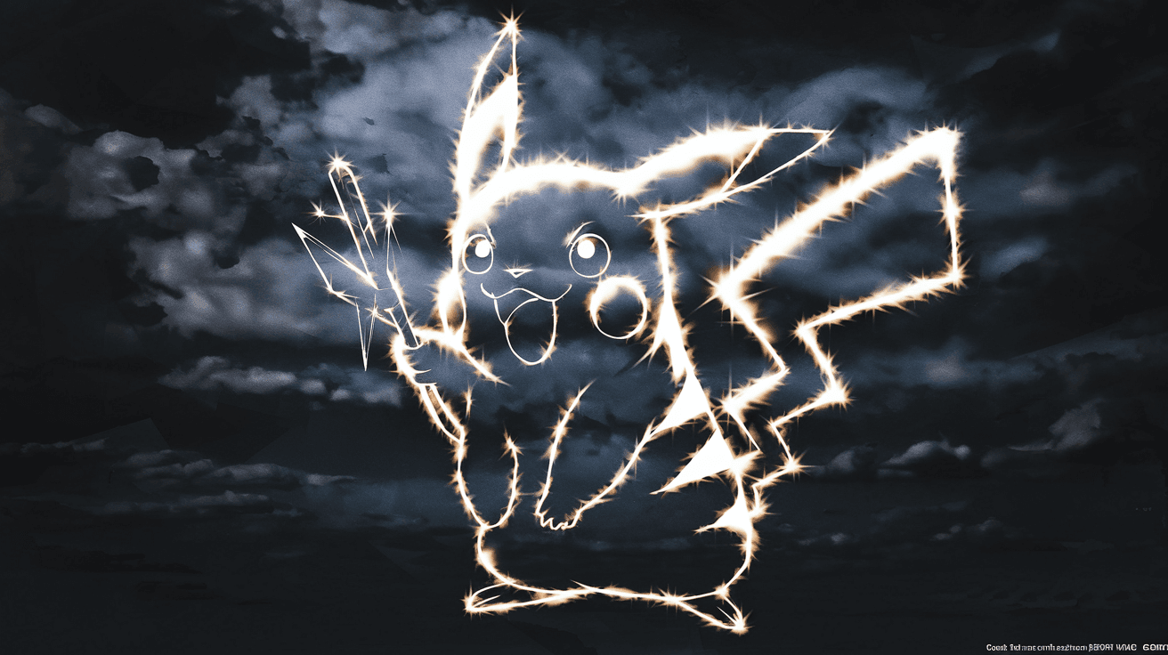 AI generated: pokemon wallpaper, Pikachu, hd background, in the style of chiaroscuro technique, suehiro maruo, ene...