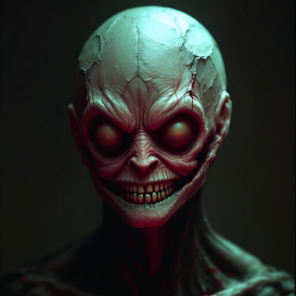 AI generated: The disfigured smile of a humanoid creature

