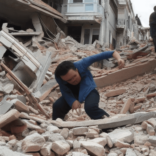 AI generated: a person shaking in an earthquake
